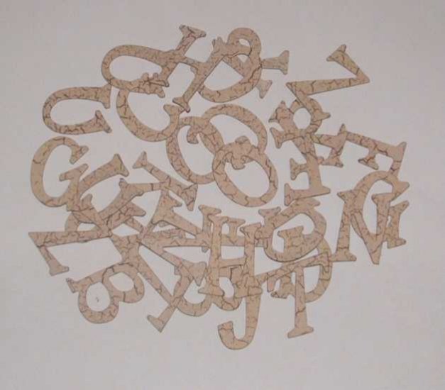 Scrapbooking Chipboard Fun Serif Alphabet - Tan Cracked