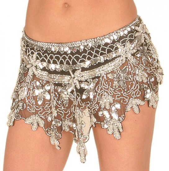 Hand Beaded and Sequined Hip or Shoulder Wrap with Flower Petal Design