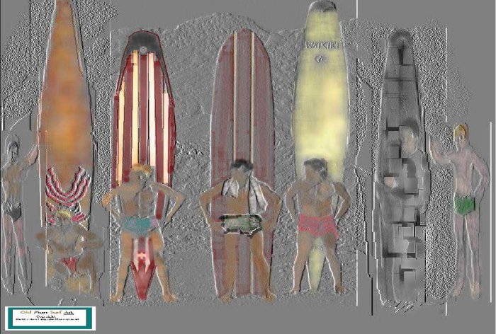 Surfers Embossed in Time