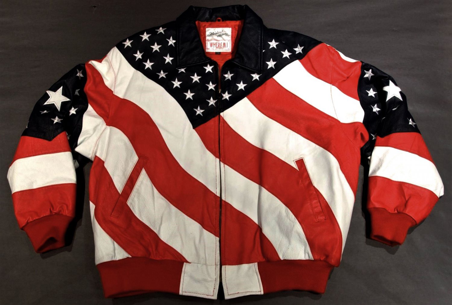 Michael Hoban Wheremi Usa Flag Leather Jacket 2xl American Stars Stripes L