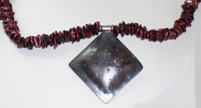 Reversible sterling and pearl necklace