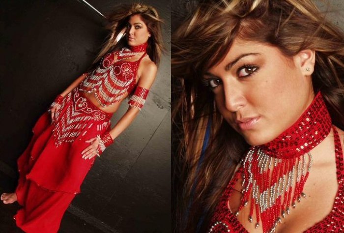 5 Piece Belly Dancer Costume with Two Tone Beaded Fringe