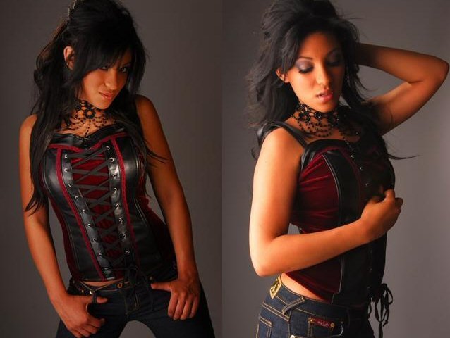 Junior / Missy Leather and Velvet Corset Top