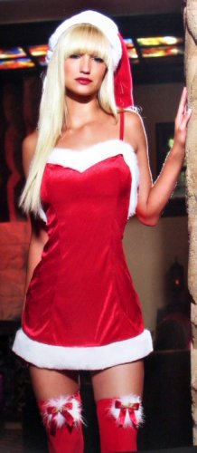 Velvet Santa Red & White Mini Dress with Plush Trim