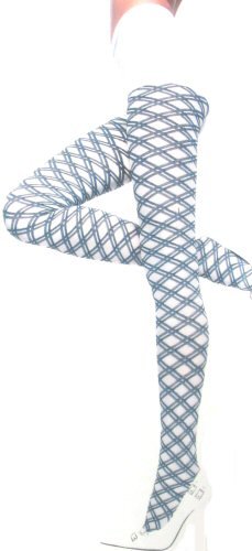Crisscross Stripe Thigh High Opaque Stockings with Design