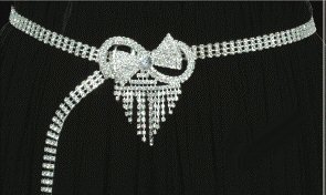 Triple Row Rhinestone Belt with Bow Design Buckle