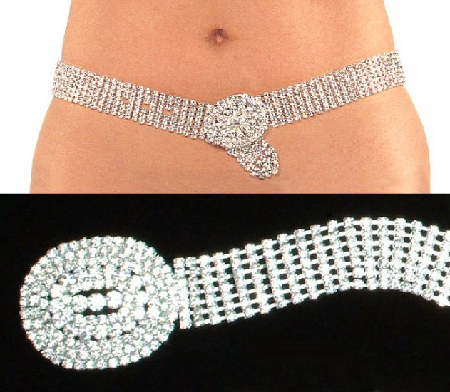 Seven Row Rhinestone Belt with Oval Buckle