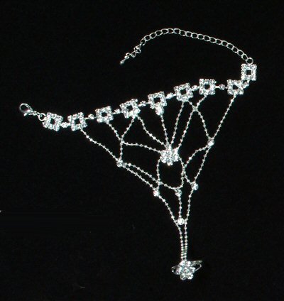 Spider Web Design Rhinestone Slave Bracelet
