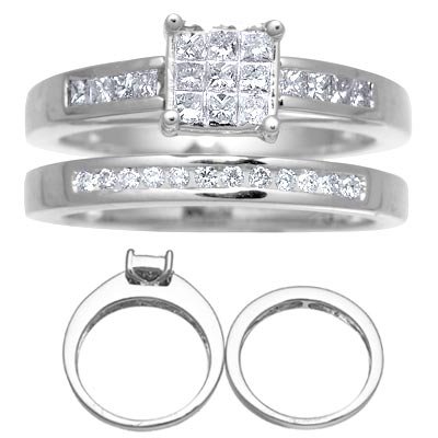 14 K White Gold Diamond Wedding Set Reg $1379