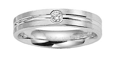 Benchmark - 4mm Diamond Flat Comfort 14 K White Gold Band $665
