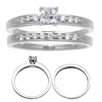 14 K White Gold Diamond Wedding Set 1/3 Carat Reg $802