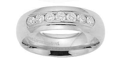 Benchmark - 14 K White Gold Channel Diamond Comfort Fit Band Reg $1724