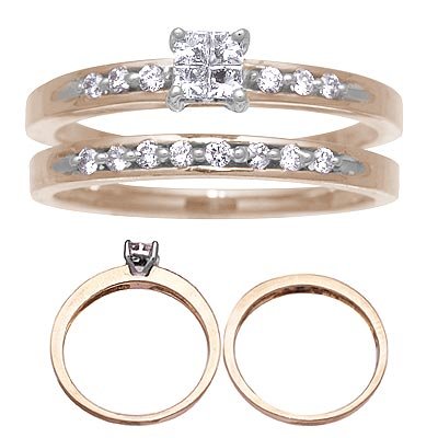 14 K Yellow Gold Diamond Wedding Set 1/3 Carat Reg $689