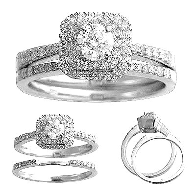 14 K White Gold Diamond Wedding Set 0.75 Carat Total Reg $1839