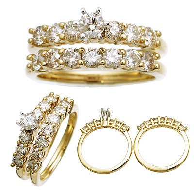 14 K Yellow Gold Diamond Wedding Set 1.4 CTW Reg. $2,299