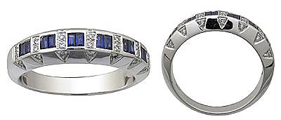 14 K White Gold Diamond and Sapphire Ring Reg $804