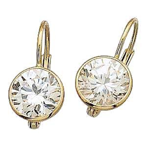 Stunning 14 K Gold Leverback Earrings w/ Created Diamonds Reg $114.99