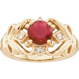 14 K Gold Genuine Rhodolite Garnet and Diamond Ring Reg. $621