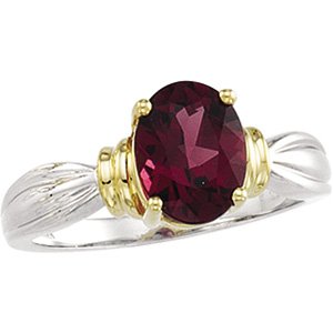 14K Two Tone Gold with Genuine Rhodolite Garnet 2.5 Ct Reg $448