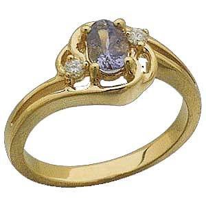 14 K Yellow Gold and Genuine Tanzanite and Diamond Ring $551.99