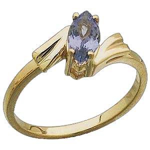 14K Yellow Sculptured Gold Ring with Genuine Tanzanite Reg $356