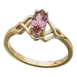14K Gold Ring - Rare Pink Tourmaline Marquise Cut Stone Reg $322