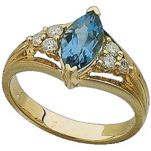 14K Gold and Genuine Swiss Topaz and Diamond Ring Reg $621