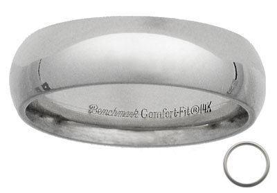 Benchmark - 6mm 14 K White Gold Comfort Fit Wedding Band Reg $344