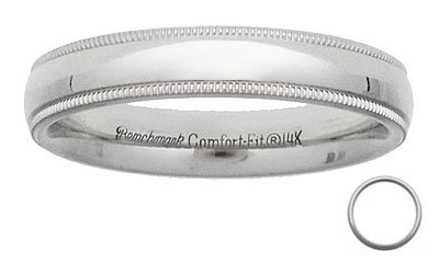 Benchmark - 4mm Comfort Fit 14 K White Gold Milgrain Reg $229