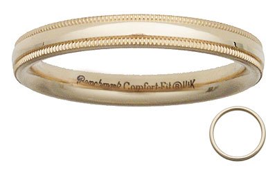 Benchmark - 3mm Comfort Fit Milgrain 14 K Gold Band Reg $218