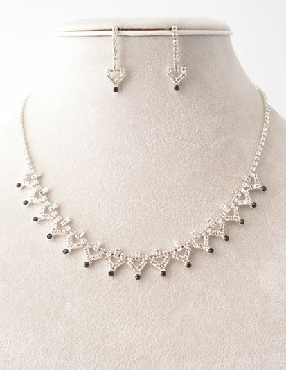 Evening Necklace/Earring Set with Dark Purple Drops $39.99