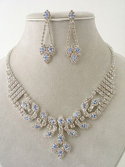 "Elizabeth" Magnificent Necklace/Earring Set Ice Blue Reg $69.99