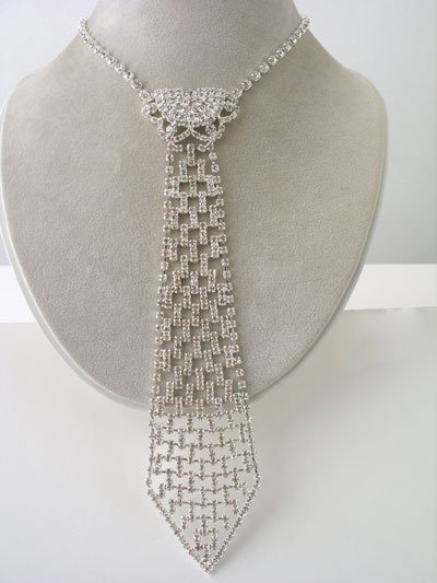 HK Design Necktie in Clear Rhinestones Reg $73.99