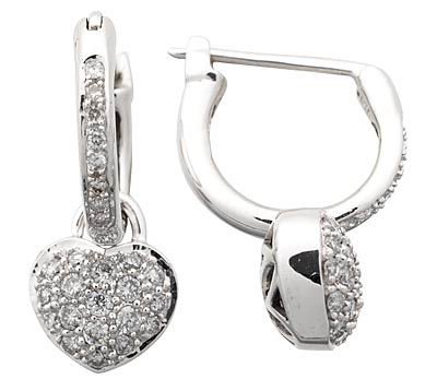 Heart Drop Pave Genuine Diamond Earrings Reg $736