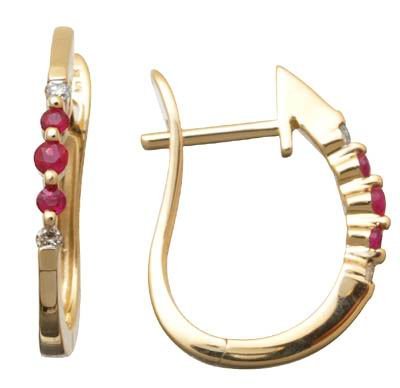 Genuine Ruby and Diamond Hoop Earrings Reg $263