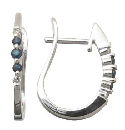 Genuine Sapphire and Diamond Hoop Earrings Reg $263