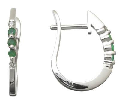 Genuine Emerald and Diamond Hoop Earrings Reg $263