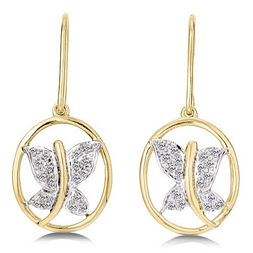 1/8 Carat Diamond Yellow Gold Butterfly Earrings Reg $199