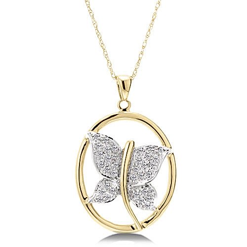 1/8 Carat Diamond Butterfly Necklace - Yellow Gold Reg $189