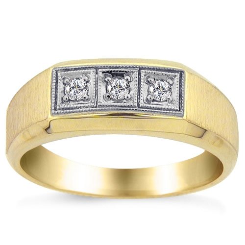 1/8 Carat Diamond Mens Ring in Yellow Gold Reg $399