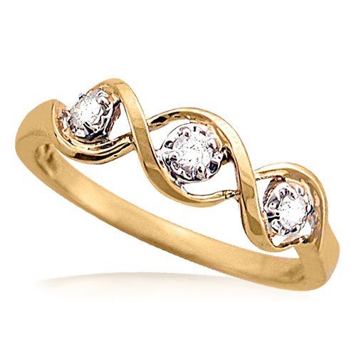 1/8 Carat Diamond Swirl Ring in Yellow Gold Reg $249