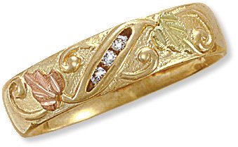 Black Hills 14 K Gold Mens Wedding Ring w/ Genuine Diamond Reg $799
