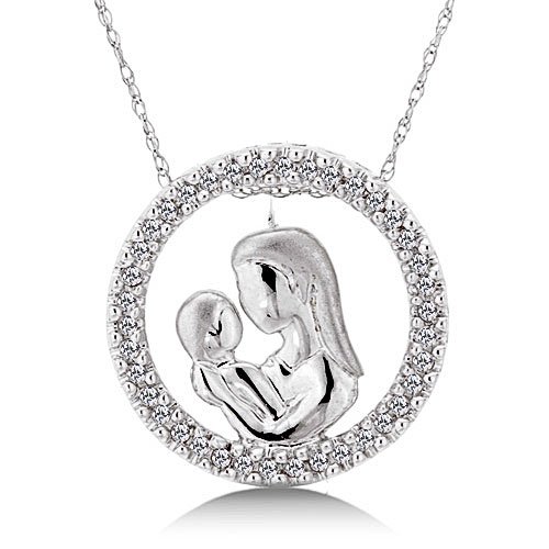 1/5 Carat Diamond Mother & Baby Pendant - White Gold Reg $249