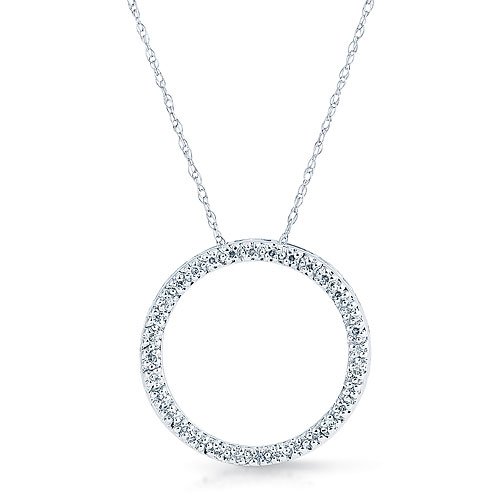 .1 Ct Diamond "Circle of Love" White Gold Necklace Reg $279