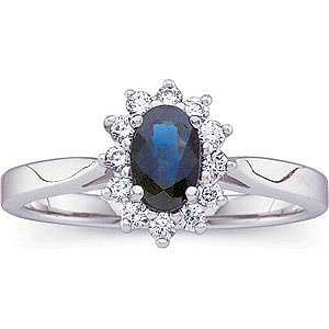 14K White Gold with Genuine Blue Sapphire and Diamond Ring Reg $1380