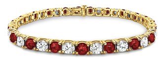 18k Gold Diamond and Ruby Tennis Bracelet (3 ct. tw.)