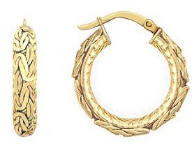 14k Gold Byzantine Hoop Earrings