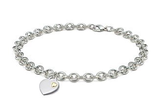 14k White Gold Heart Tag Necklace With Diamond Accent, 3mm