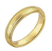 Yellow Gold Milgrain Wedding Band, (3mm)