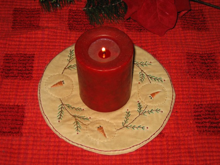 Christmas Snowman Greenery Wreath Candle Mat